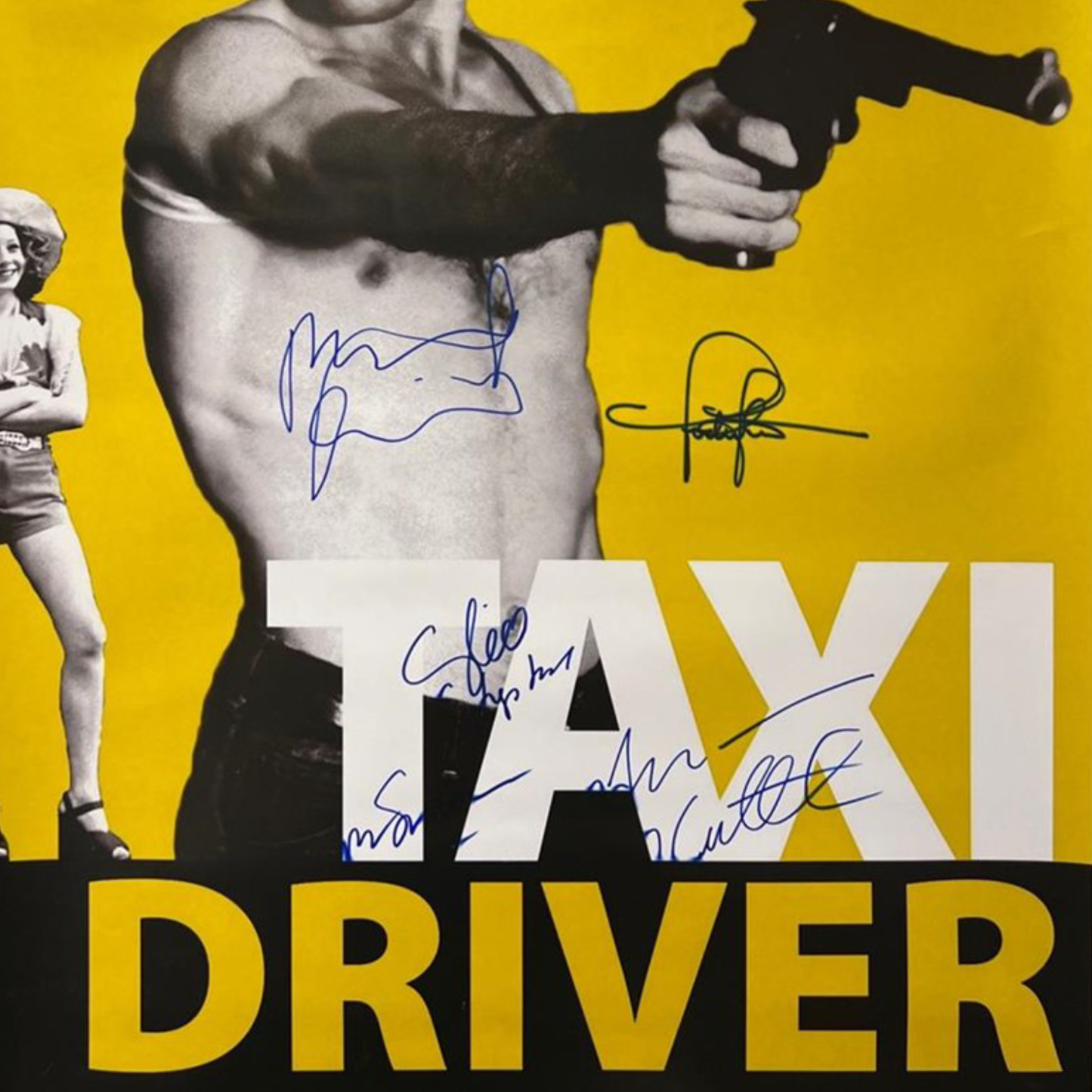 Signed Poster Taxi Driver 1976 - Robert De Nir, Jodie Foster