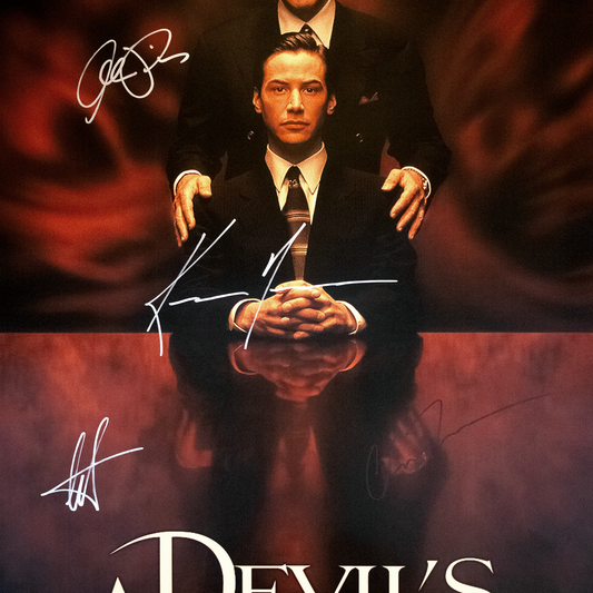 Lote 56: Póster firmado de El abogado del diablo (1997) - Keanu Reeves, Al Pacino