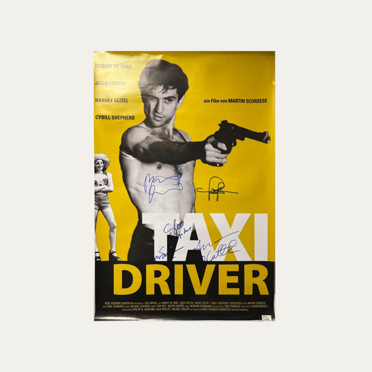 Signed Poster Taxi Driver 1976 - Robert De Nir, Jodie Foster