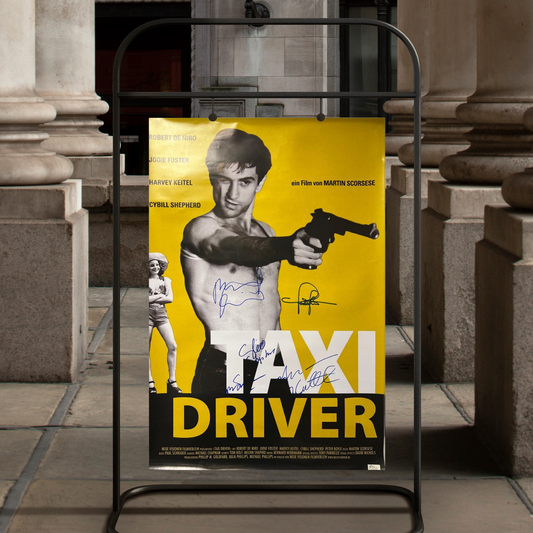 Signed Poster Taxi Driver 1976 - Robert De Nir, Jodie Foster
