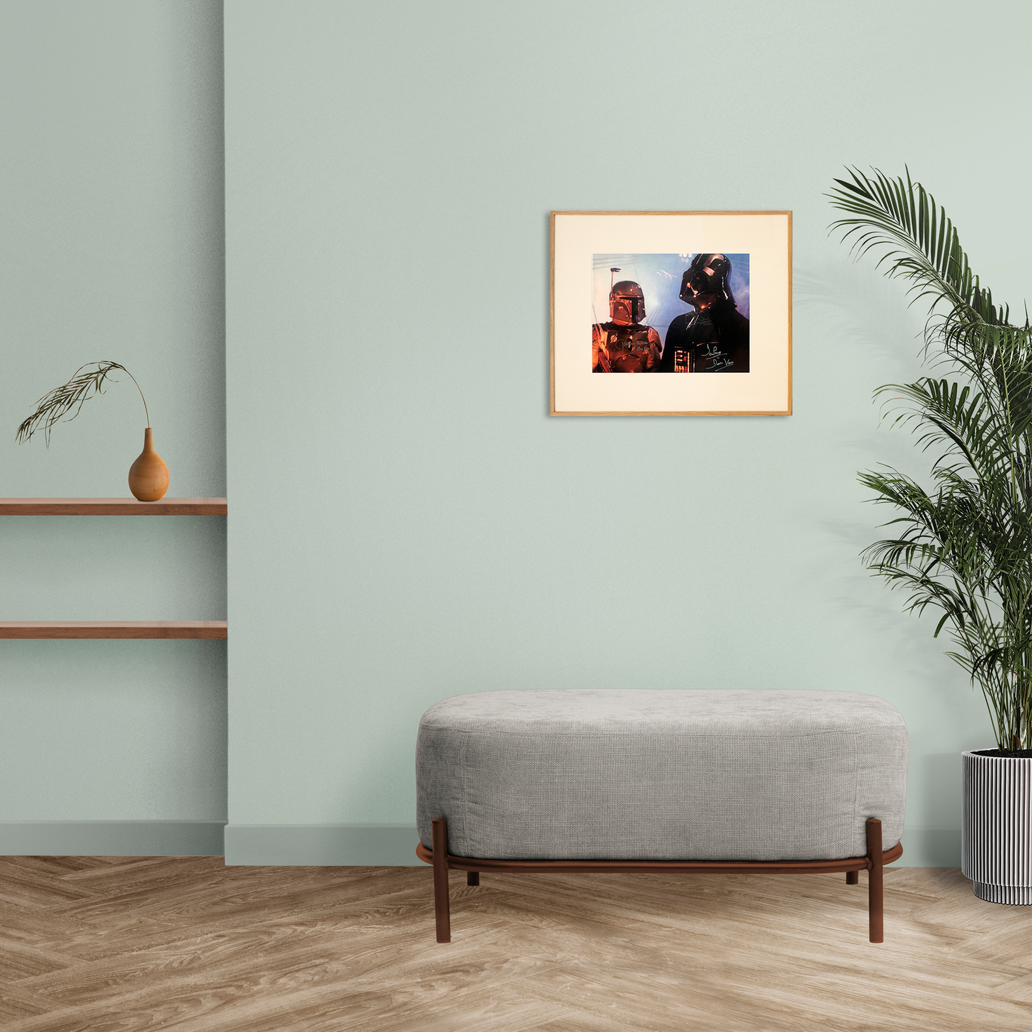 Lote 06: Fotografía firmada de Star Wars: Episodio V - El Imperio Contraataca (1980) - David Prowse y Boba Fet