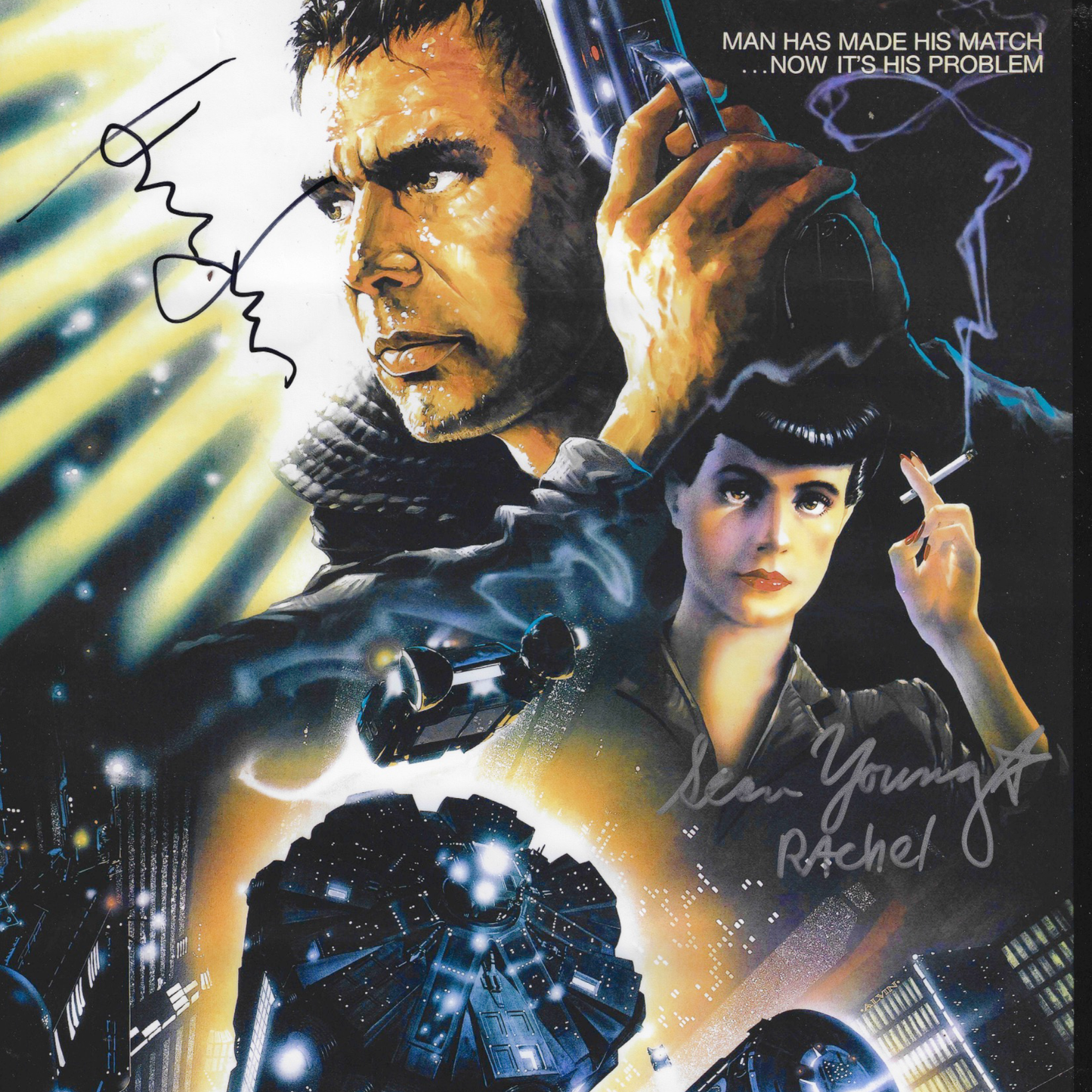 Lote 52: Póster firmado de Blade Runner (1982) - Harrison Ford, Sean Young