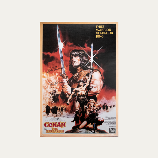 Lote 53: Póster firmado de Conan el Bárbaro (1982) - Arnold Schwarzenegger, Sandahl Bergman, James Earl Jones