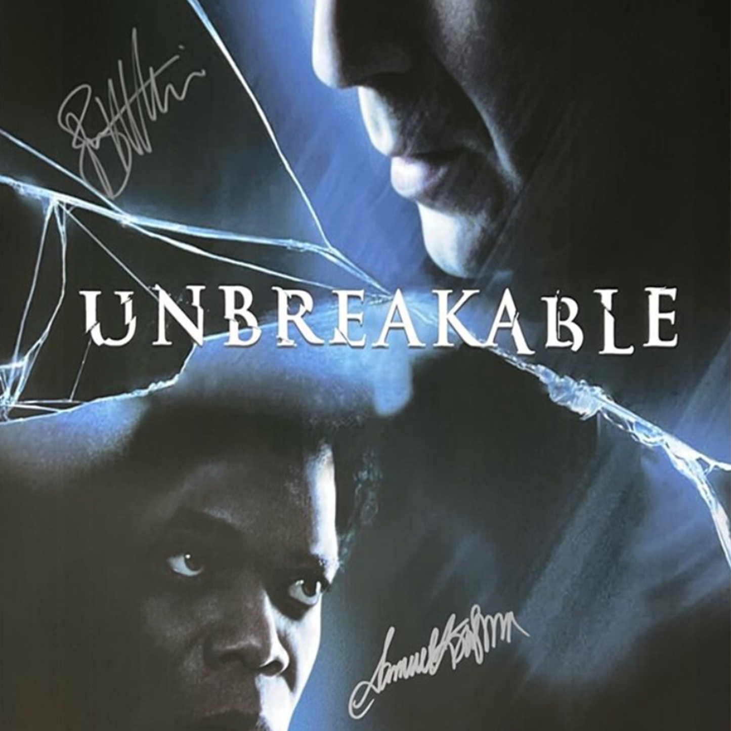 Lote 59: Póster firmado de Unbreakable (2000) - Samuel L. Jackson, Bruce Willis