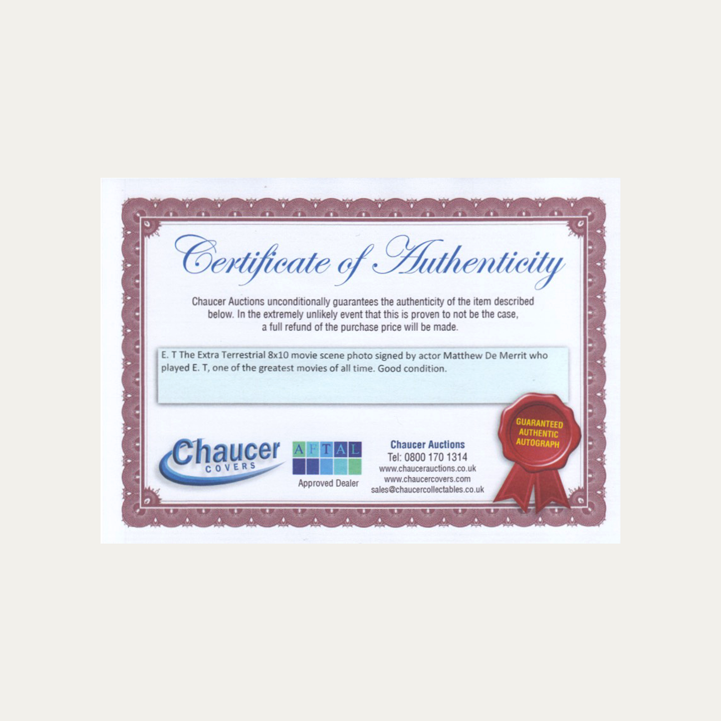 Lot 20: Signed Photo E.T., the extraterrestrial 1982 - E.T